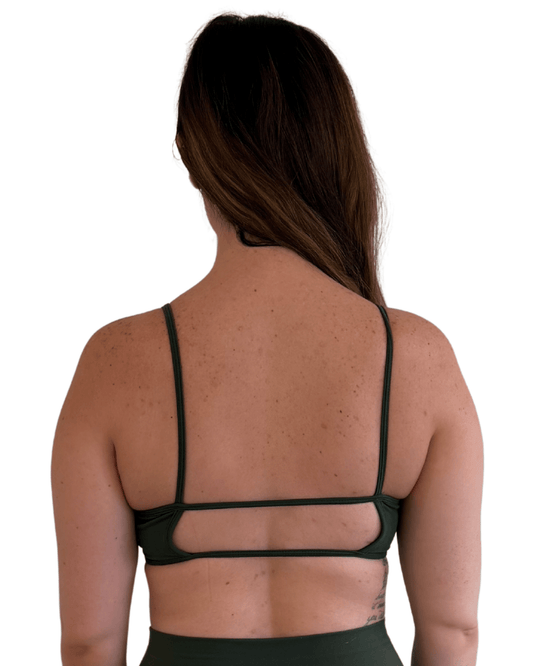 Open Back Active Crop - Seaweed Green - Everett Apparel