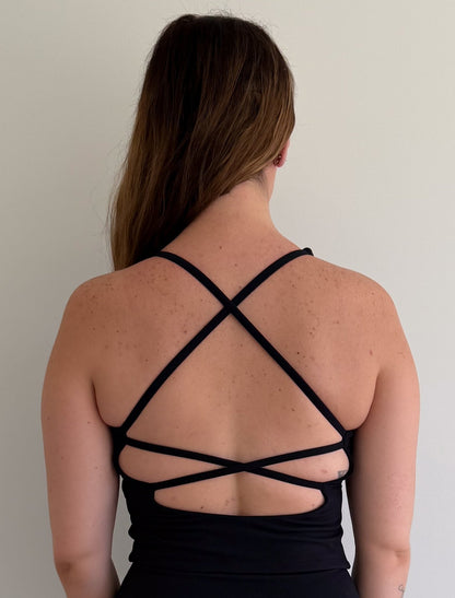 Cross - Back Support Tank - Black & Seaweed Green - Everett Apparel