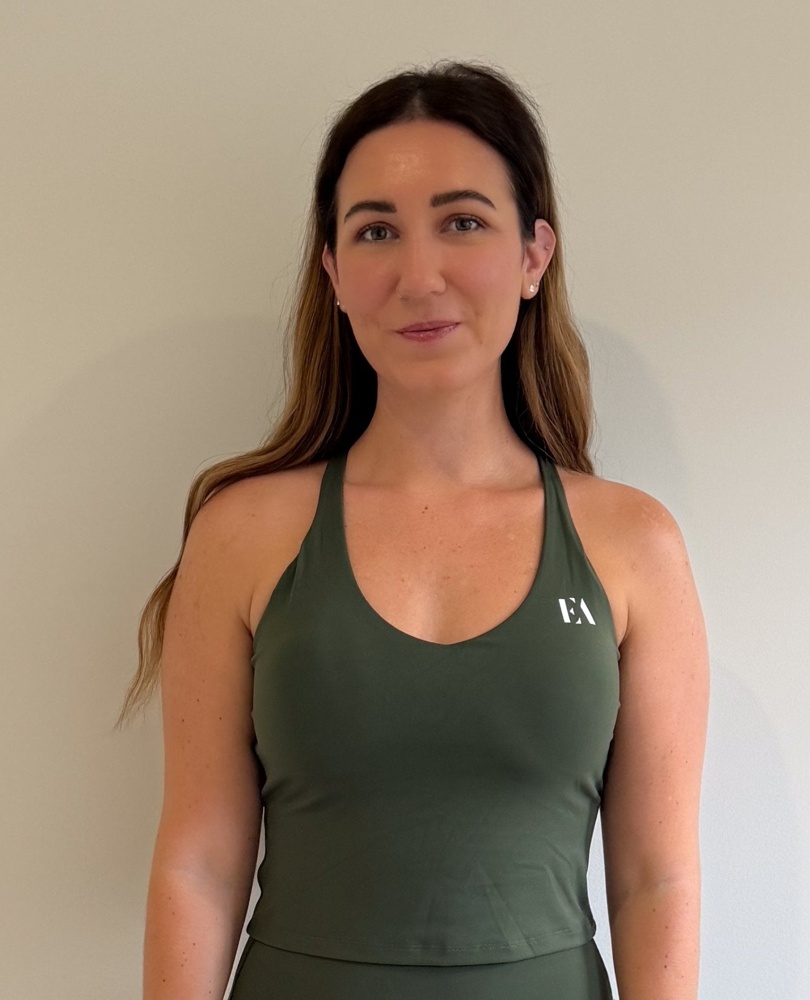 Cross - Back Support Tank - Black & Seaweed Green - Everett Apparel